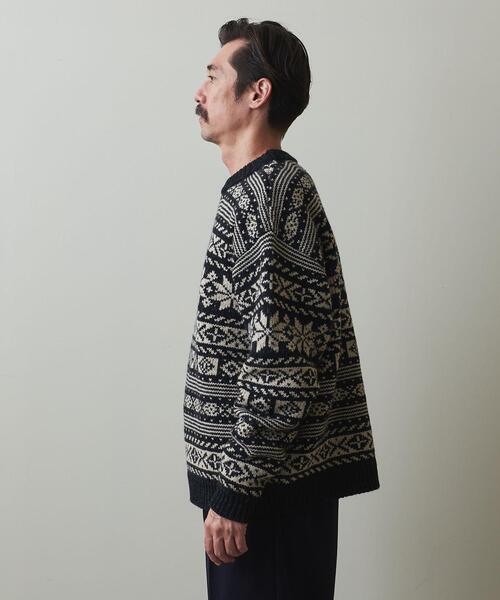 BATONER × Steven Alan＞ JACQUARD CREW NECK KNIT/ニット