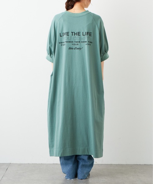 PUAL CE CIN（ピュアルセシン）の「ロゴ刺繍×プリント2WAYワンピース（ワンピース・レディース・チャコールグレー/ベージュ/グリーン・FREE）」の5枚目の写真