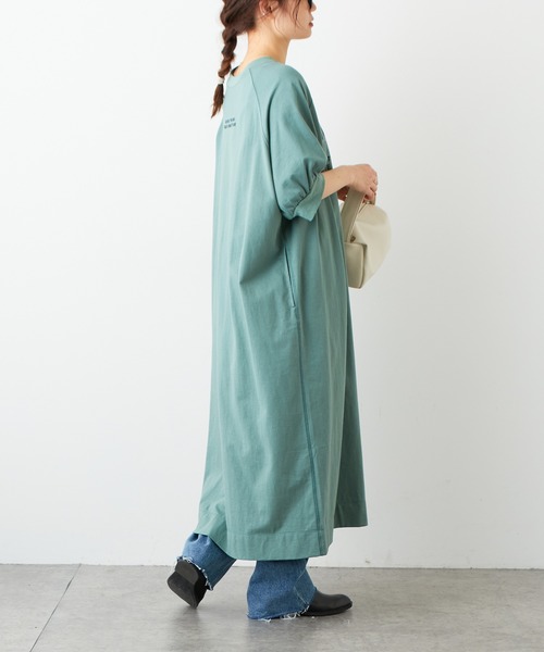 PUAL CE CIN（ピュアルセシン）の「ロゴ刺繍×プリント2WAYワンピース（ワンピース・レディース・チャコールグレー/ベージュ/グリーン・FREE）」の22枚目の写真