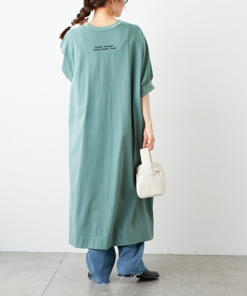 PUAL CE CIN（ピュアルセシン）の「ロゴ刺繍×プリント2WAYワンピース（ワンピース・レディース・チャコールグレー/ベージュ/グリーン・FREE）」の4枚目の写真