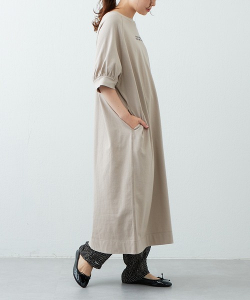 PUAL CE CIN（ピュアルセシン）の「ロゴ刺繍×プリント2WAYワンピース（ワンピース・レディース・チャコールグレー/ベージュ/グリーン・FREE）」の14枚目の写真