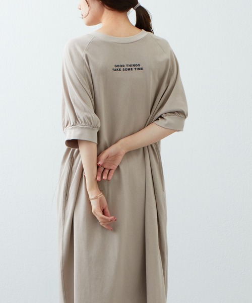 PUAL CE CIN（ピュアルセシン）の「ロゴ刺繍×プリント2WAYワンピース（ワンピース・レディース・チャコールグレー/ベージュ/グリーン・FREE）」の8枚目の写真