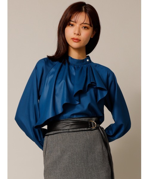 TONAL（トーナル）の「フロントドレープデザインブラウス（シャツ/ブラウス・レディース・ブラック/オフホワイト/ブルー・38）」の3枚目の写真