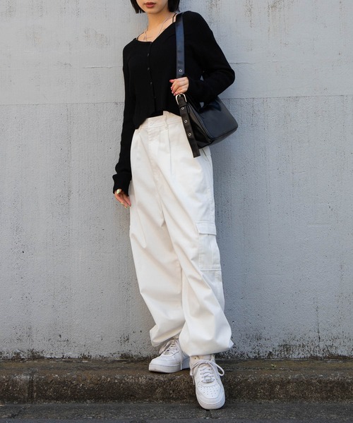 WEGO（ウィゴー）の「WEGO/ワイドカーゴパンツ（カーゴパンツ・レディース・ホワイト/ブラック/その他1/カーキ・FREE）」の8枚目の写真