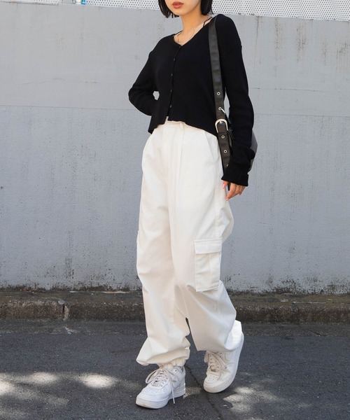 WEGO（ウィゴー）の「WEGO/ワイドカーゴパンツ（カーゴパンツ・レディース・ホワイト/ブラック/その他1/カーキ・FREE）」の9枚目の写真