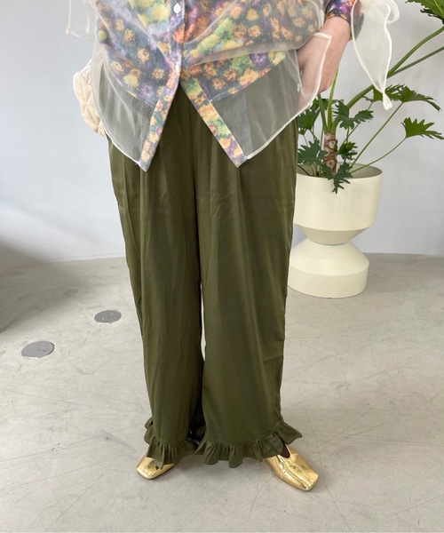 SANSeLF（サンセルフ）の「Se ヴィンテージライク サテンフリルパンツ【SANSeLF】sanw22a052（その他パンツ・レディース・ターコイズブルー/ブラック/カーキ/テラコッタ・FREE）」の21枚目の写真