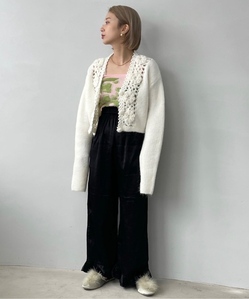 SANSeLF（サンセルフ）の「Se ヴィンテージライク サテンフリルパンツ【SANSeLF】sanw22a052（その他パンツ・レディース・ターコイズブルー/ブラック/カーキ/テラコッタ・FREE）」の5枚目の写真