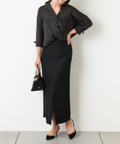 OUVRAGE CLASSE（ウヴラージュクラス）の「フロントスリットタイトスカート（スカート・レディース・ブラック/グレイッシュベージュ・FREE）」の19枚目の写真