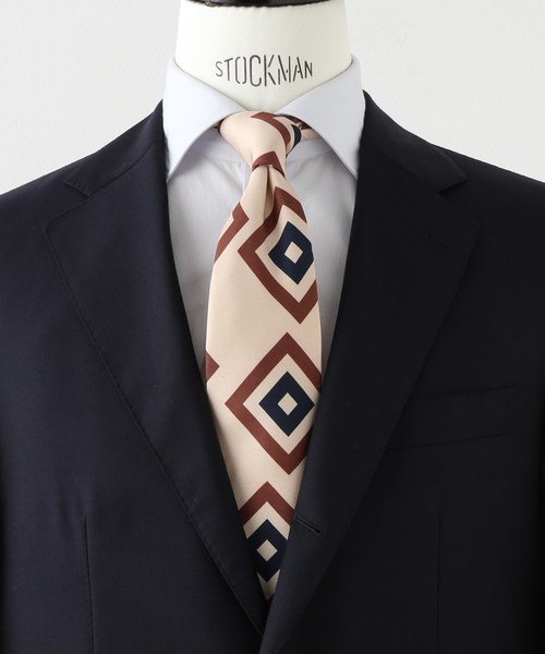 FRANCO BASSI フランコバッシ　プリントタイ　ジオメトリック FRANCO BASSI / フランコ バッシ】ジオメトリックプリントタイ