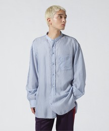 JOHN MASON SMITH（ジョンメイソンスミス）の「John Mason Smith (ジョンメイソンスミス) WASHED CUPRO STRIPE CLASSIC BANDED COLLAR SHIRT（シャツ/ブラウス）」