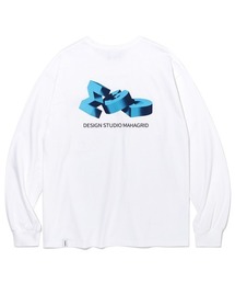 『mahagrid/マハグリッド』MGD BLOCK LS TEE/ブランドブロックロゴデザイン 長袖Tシャツ
