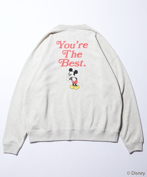 FREAK'S STORE（フリークスストア）の「WEB限定【DISNEY/ディズニー ミッキーマウス】 別注 ビッグシルエット バックプリント クルーネックスウェット/You're THE Best（スウェット・メンズ・グレー/グリーン/ブラック/サックスブルー・SMALL/LARGE/MEDIUM）」の21枚目の写真