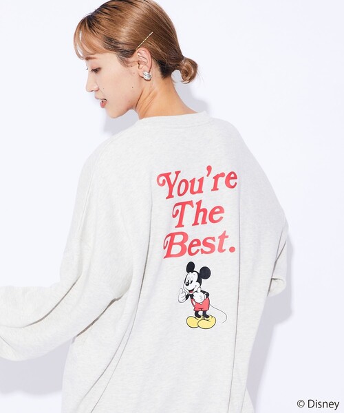 FREAK'S STORE（フリークスストア）の「WEB限定【DISNEY/ディズニー ミッキーマウス】 別注 ビッグシルエット バックプリント クルーネックスウェット/You're THE Best（スウェット・メンズ・グレー/グリーン/ブラック/サックスブルー・SMALL/LARGE/MEDIUM）」の6枚目の写真