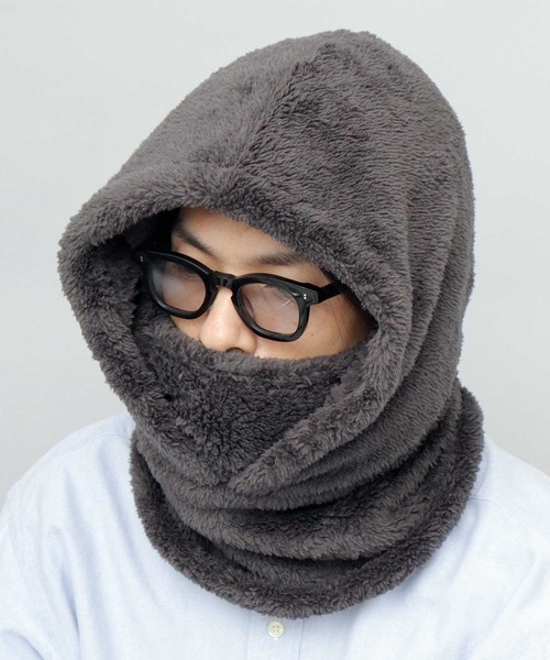 A.M.S.（エーエムエス）の「フリースボア フードネックウォーマー（ネックウォーマー/スヌード・メンズ・ブラック/ダークブラウン/ベージュ/ブラウン/グレー・FREE）」の11枚目の写真