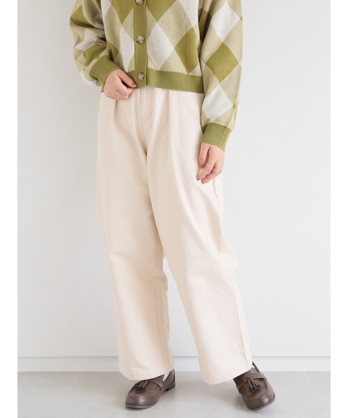 ehka sopo(エヘカソポ)の「タックワイドパンツ(その他パンツ・レディース・カーキ/キナリ/ブラック・フリ-)」の1枚目の写真