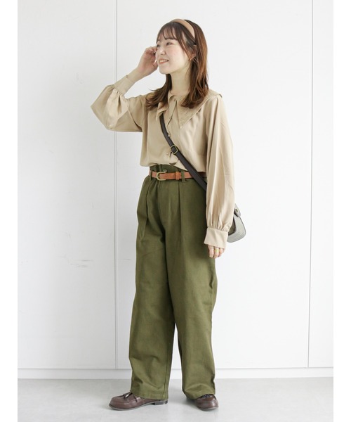 ehka sopo(エヘカソポ)の「タックワイドパンツ(その他パンツ・レディース・カーキ/キナリ/ブラック・フリ-)」の10枚目の写真