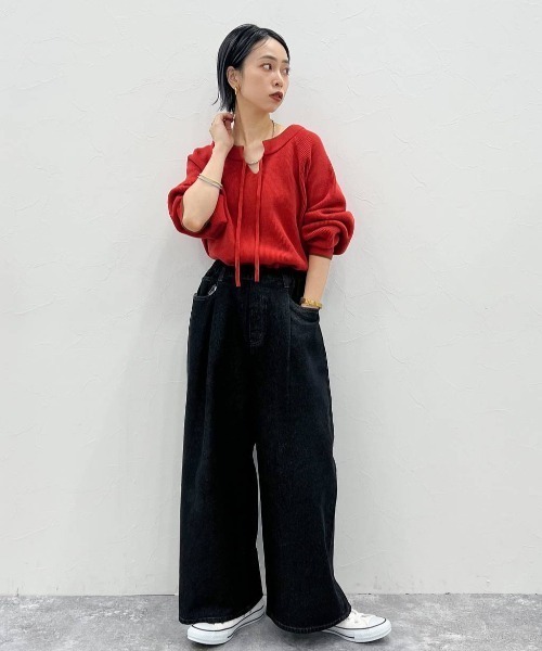 studio CLIP(スタディオクリップ)の「《玄長なおこさんコラボ》体のラインを拾わないニット(ニット/セーター・レディース・ライトグレー/ブラック/レッド/モカ/ブルー/ラベンダー/アイボリー/グリーン・FREE)」の10枚目の写真