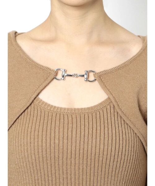 EMODA（エモダ）の「チェーンカバーニットワンピース（ワンピース・レディース・ブラック/ベージュ/グレー・FREE）」の22枚目の写真