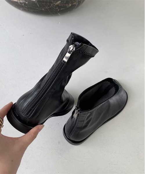 SUGAR BISKET（シュガービスケット）の「バックファスナーショートブーツ（ブーツ・レディース・ブラック/ダークブラウン・38/39/35/36/37）」の6枚目の写真