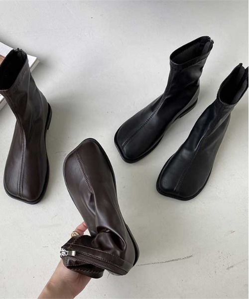 SUGAR BISKET（シュガービスケット）の「バックファスナーショートブーツ（ブーツ・レディース・ブラック/ダークブラウン・38/39/35/36/37）」の8枚目の写真