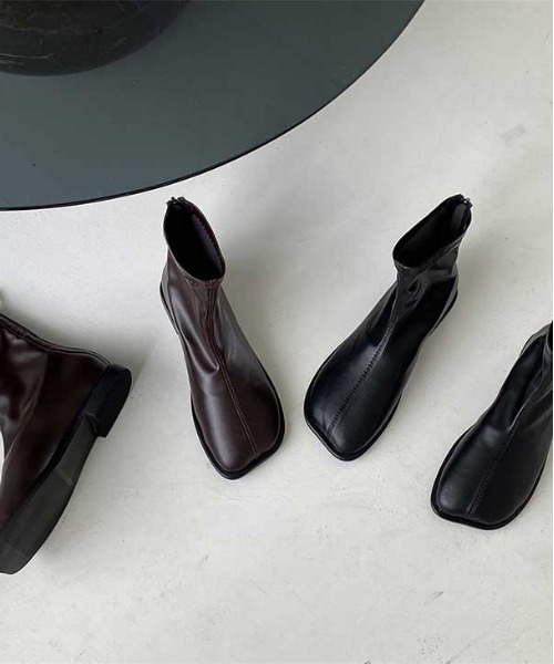 SUGAR BISKET（シュガービスケット）の「バックファスナーショートブーツ（ブーツ・レディース・ブラック/ダークブラウン・38/39/35/36/37）」の5枚目の写真