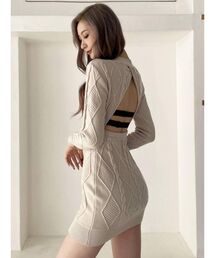 GYDA | BACK OPENケーブルニットワンピース(ワンピース)