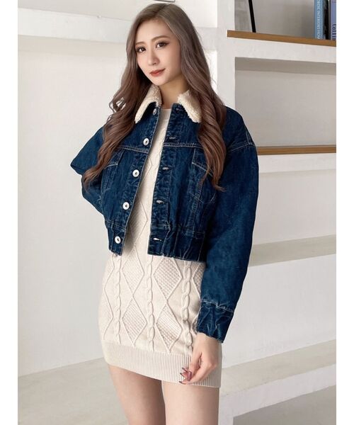 GYDA（ジェイダ）の「BACK OPENケーブルニットワンピース（ワンピース・レディース・アイボリー/ブラック・FREE）」の7枚目の写真