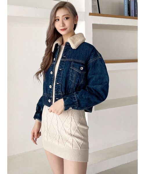 GYDA（ジェイダ）の「BACK OPENケーブルニットワンピース（ワンピース・レディース・アイボリー/ブラック・FREE）」の3枚目の写真