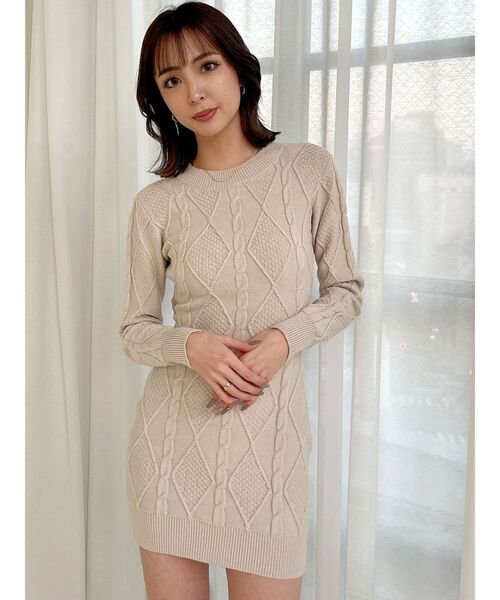 GYDA（ジェイダ）の「BACK OPENケーブルニットワンピース（ワンピース・レディース・アイボリー/ブラック・FREE）」の4枚目の写真