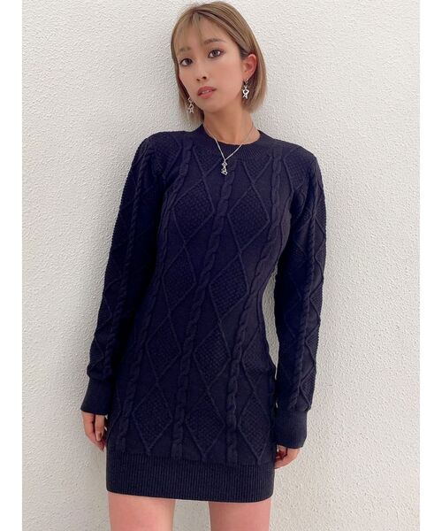 GYDA（ジェイダ）の「BACK OPENケーブルニットワンピース（ワンピース・レディース・アイボリー/ブラック・FREE）」の16枚目の写真