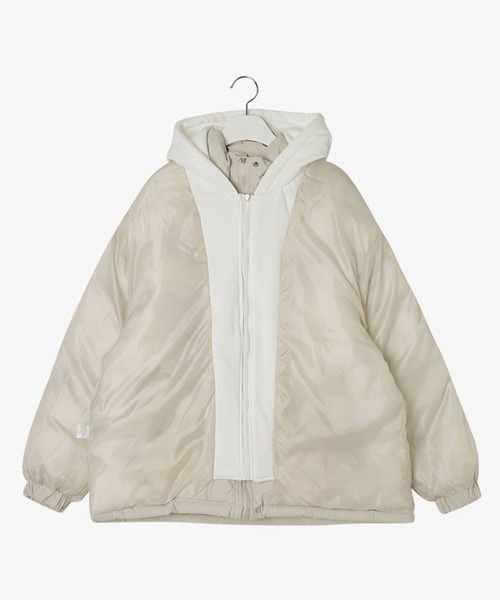 SONA（ソナ）の「SONYUNARA フードレイヤードダウンジャケット（ダウンジャケット/コート・レディース・ブラック/アイボリー・MEDIUM/LARGE）」の12枚目の写真