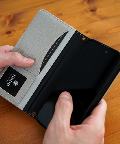 NANO universe（ナノユニバース）の「iPhone14 iPhone14Pro iPhone13 iPhoneSE ミラー カード収納付き 手帳型ケース ナノユニバース スマホケース [シンプルロゴ手帳]（スマホケース/カバー・レディース・ブラック/ブラウン/ベージュ/グレー・N/O/A）」の20枚目の写真