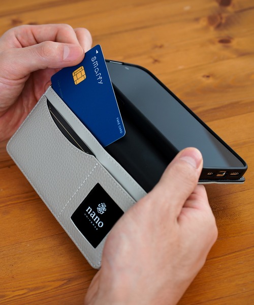 NANO universe（ナノユニバース）の「iPhone14 iPhone14Pro iPhone13 iPhoneSE ミラー カード収納付き 手帳型ケース ナノユニバース スマホケース [シンプルロゴ手帳]（スマホケース/カバー・レディース・ブラック/ブラウン/ベージュ/グレー・N/O/A）」の19枚目の写真