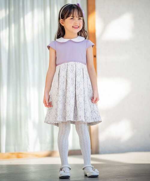 ANY(エニィ)の「襟付きレースボンディングワンピース(ワンピース・キッズ・ライラック系/ネイビー系・110/130/120)」の4枚目の写真