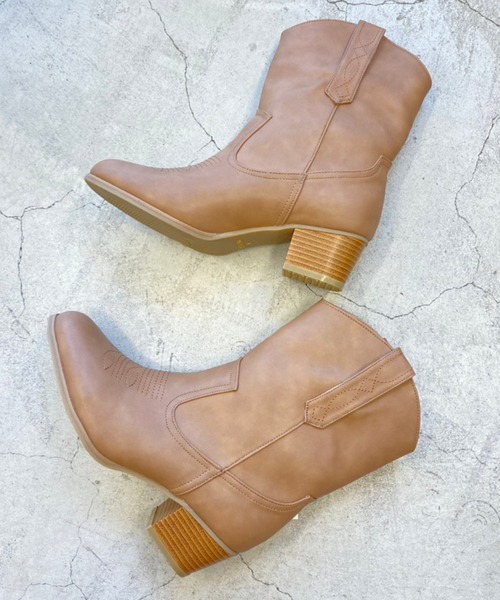 WEGO（ウィゴー）の「WEGO/ウエスタンブーツ（ブーツ・レディース・ブラック/ベージュ・MEDIUM/LARGE）」の17枚目の写真