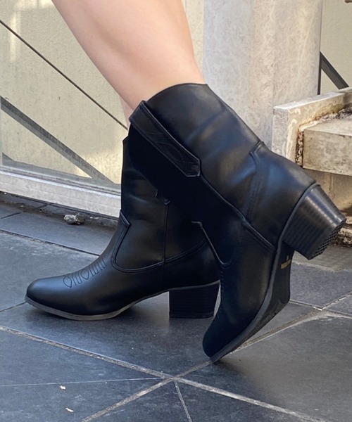 WEGO（ウィゴー）の「WEGO/ウエスタンブーツ（ブーツ・レディース・ブラック/ベージュ・MEDIUM/LARGE）」の3枚目の写真