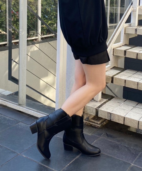 WEGO（ウィゴー）の「WEGO/ウエスタンブーツ（ブーツ・レディース・ブラック/ベージュ・MEDIUM/LARGE）」の4枚目の写真