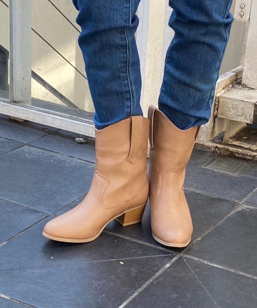 WEGO（ウィゴー）の「WEGO/ウエスタンブーツ（ブーツ・レディース・ブラック/ベージュ・MEDIUM/LARGE）」の6枚目の写真