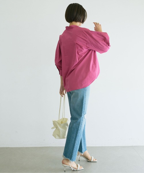 GALLARDAGALANTE（ガリャルダガランテ）の「タックハーフスリーブシャツ（シャツ/ブラウス・レディース・サックスブルー/ホワイト/ピンク・FREE）」の9枚目の写真