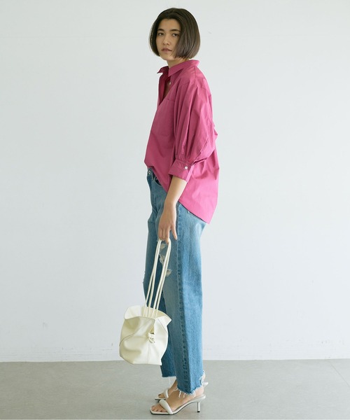 GALLARDAGALANTE（ガリャルダガランテ）の「タックハーフスリーブシャツ（シャツ/ブラウス・レディース・サックスブルー/ホワイト/ピンク・FREE）」の8枚目の写真