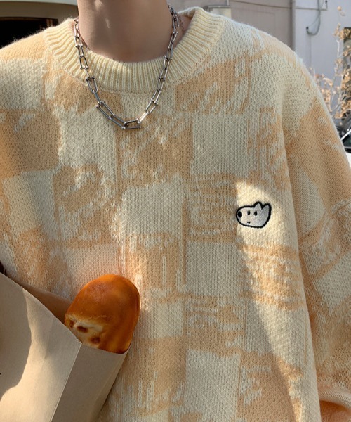 MGV（エムジーヴィー）の「ワンポイントチェッカーニット（ニット/セーター・メンズ・ブルー/イエロー・MEDIUM/LARGE/X-LARGE）」の9枚目の写真