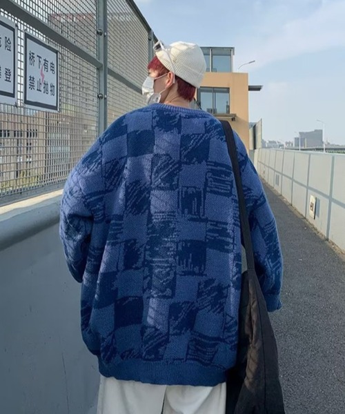 MGV（エムジーヴィー）の「ワンポイントチェッカーニット（ニット/セーター・メンズ・ブルー/イエロー・MEDIUM/LARGE/X-LARGE）」の14枚目の写真