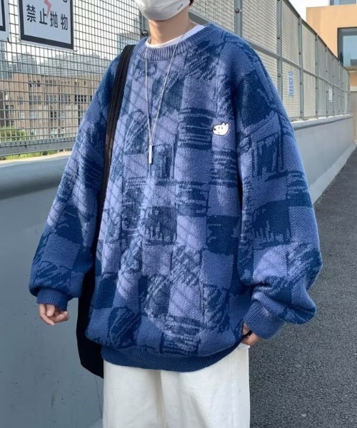 MGV（エムジーヴィー）の「ワンポイントチェッカーニット（ニット/セーター・メンズ・ブルー/イエロー・MEDIUM/LARGE/X-LARGE）」の12枚目の写真