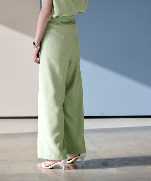 UR'S（ユアーズ）の「リネンライクハイウエストラップワイドパンツ（その他パンツ・レディース・アイボリー/ブラック/サンドベージュ/グリーン系その他/ブルー系その他/ダークグレー/ダークブラウン・S/M/L）」の9枚目の写真