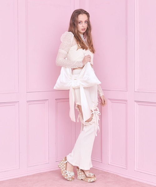 lilLilly(リルリリー)の「サテンビッグリボンバッグ(トートバッグ・レディース・ホワイト/ピンク/ブラック・FREE)」の12枚目の写真