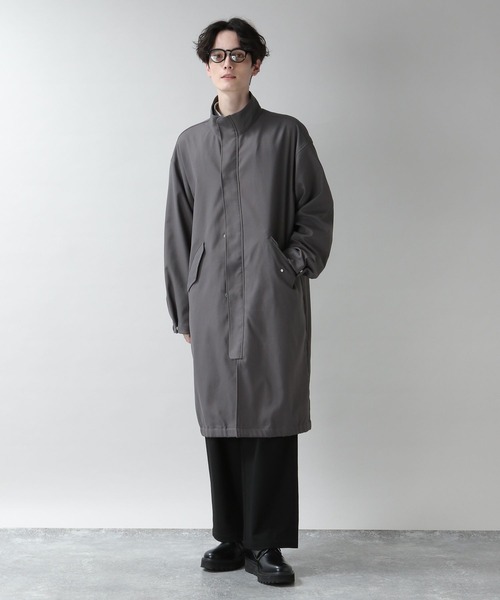 RAGEBLUE（レイジブルー）の「【SORONA(R)/ソロナ】ツイルスタンドカラー/ロングコート（ステンカラーコート・メンズ・グレー/ベージュ・MEDIUM/LARGE）」の4枚目の写真