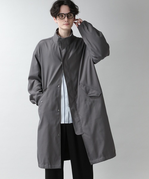 RAGEBLUE（レイジブルー）の「【SORONA(R)/ソロナ】ツイルスタンドカラー/ロングコート（ステンカラーコート・メンズ・グレー/ベージュ・MEDIUM/LARGE）」の6枚目の写真