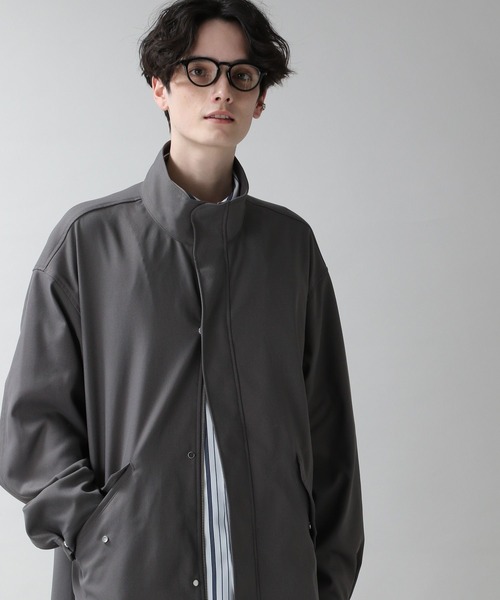 RAGEBLUE（レイジブルー）の「【SORONA(R)/ソロナ】ツイルスタンドカラー/ロングコート（ステンカラーコート・メンズ・グレー/ベージュ・MEDIUM/LARGE）」の8枚目の写真