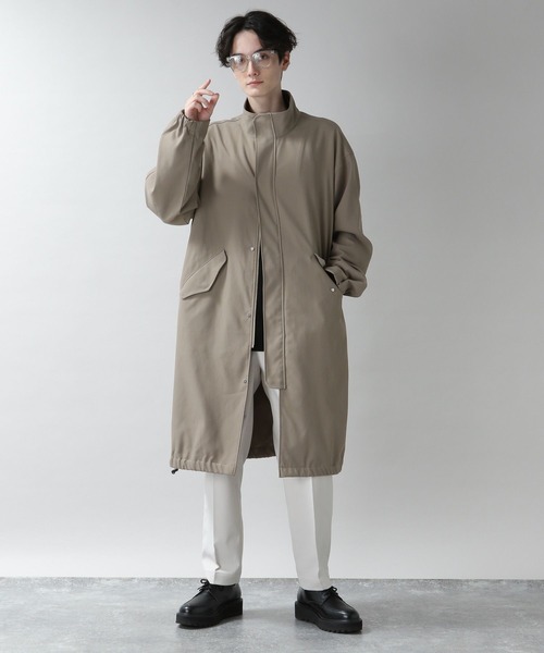 RAGEBLUE（レイジブルー）の「【SORONA(R)/ソロナ】ツイルスタンドカラー/ロングコート（ステンカラーコート・メンズ・グレー/ベージュ・MEDIUM/LARGE）」の9枚目の写真