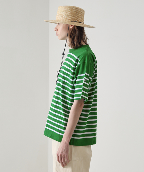 MONT KEMMEL（モンケメル）の「【MONTKEMMEL / モンケメル】オーバーサイズ クルーネック/パネルボーダー /バスクTシャツ/ユニセックス（Tシャツ/カットソー・メンズ・グリーン/ホワイト系その他/ホワイト系その他2/ブラック・M/L/XL）」の21枚目の写真